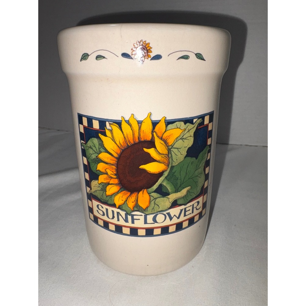 Susan Winget Certified International Sunflower Ceramic Utensil Holder Crock